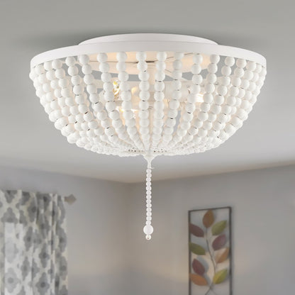 Allison Wood Beaded/Metal Led Flush Mount