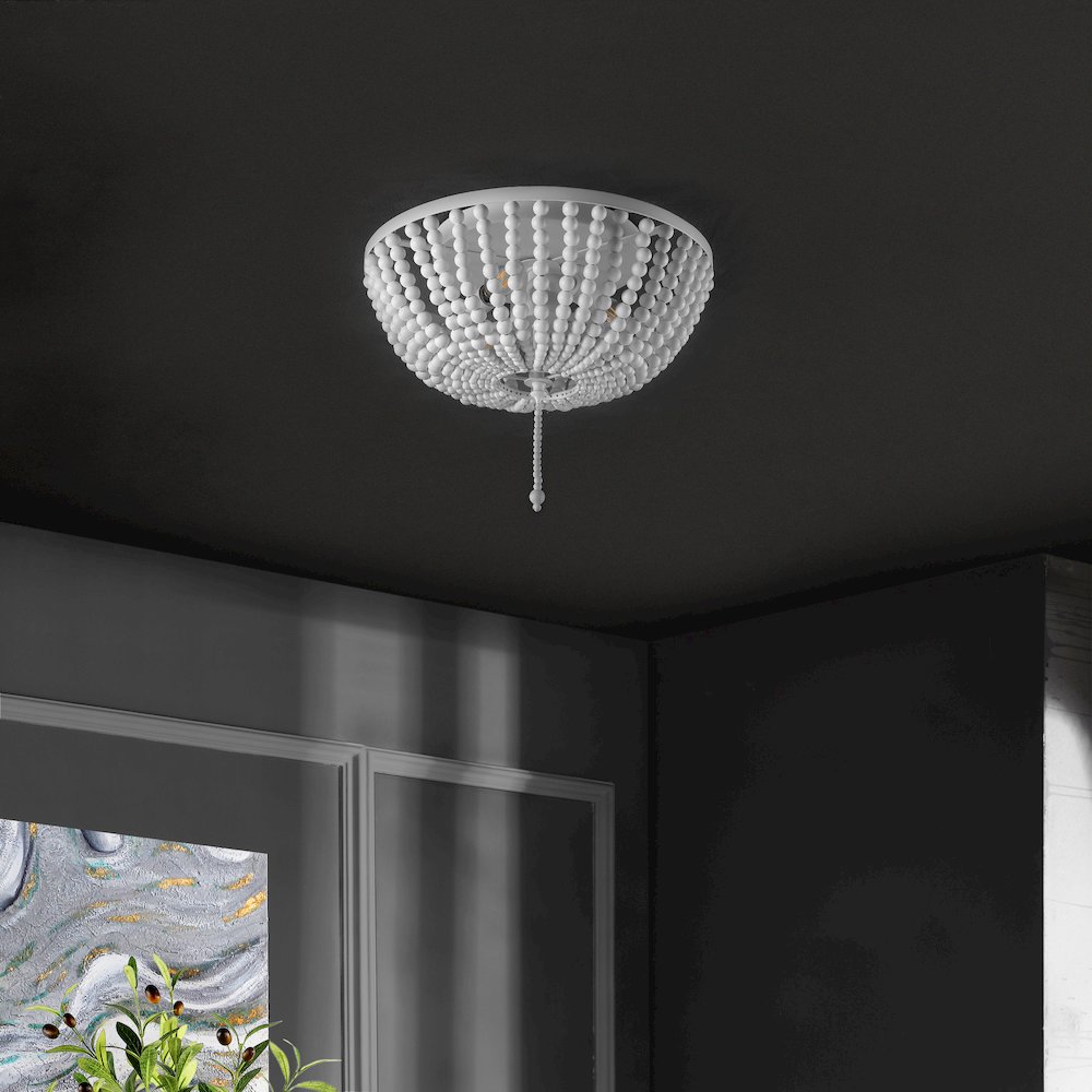 Allison Wood Beaded/Metal Led Flush Mount