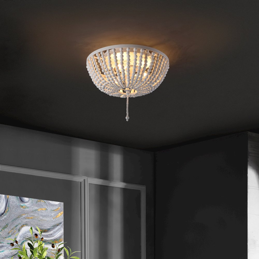 Allison Wood Beaded/Metal Led Flush Mount