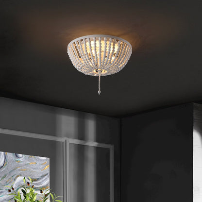 Allison Wood Beaded/Metal Led Flush Mount