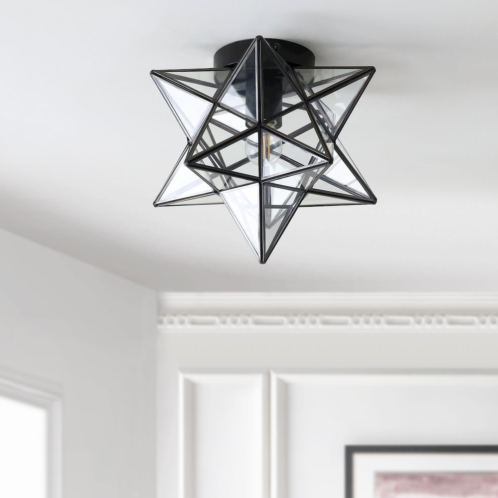 Stella Moravian Star Metal/Clear Glass Led Pendant