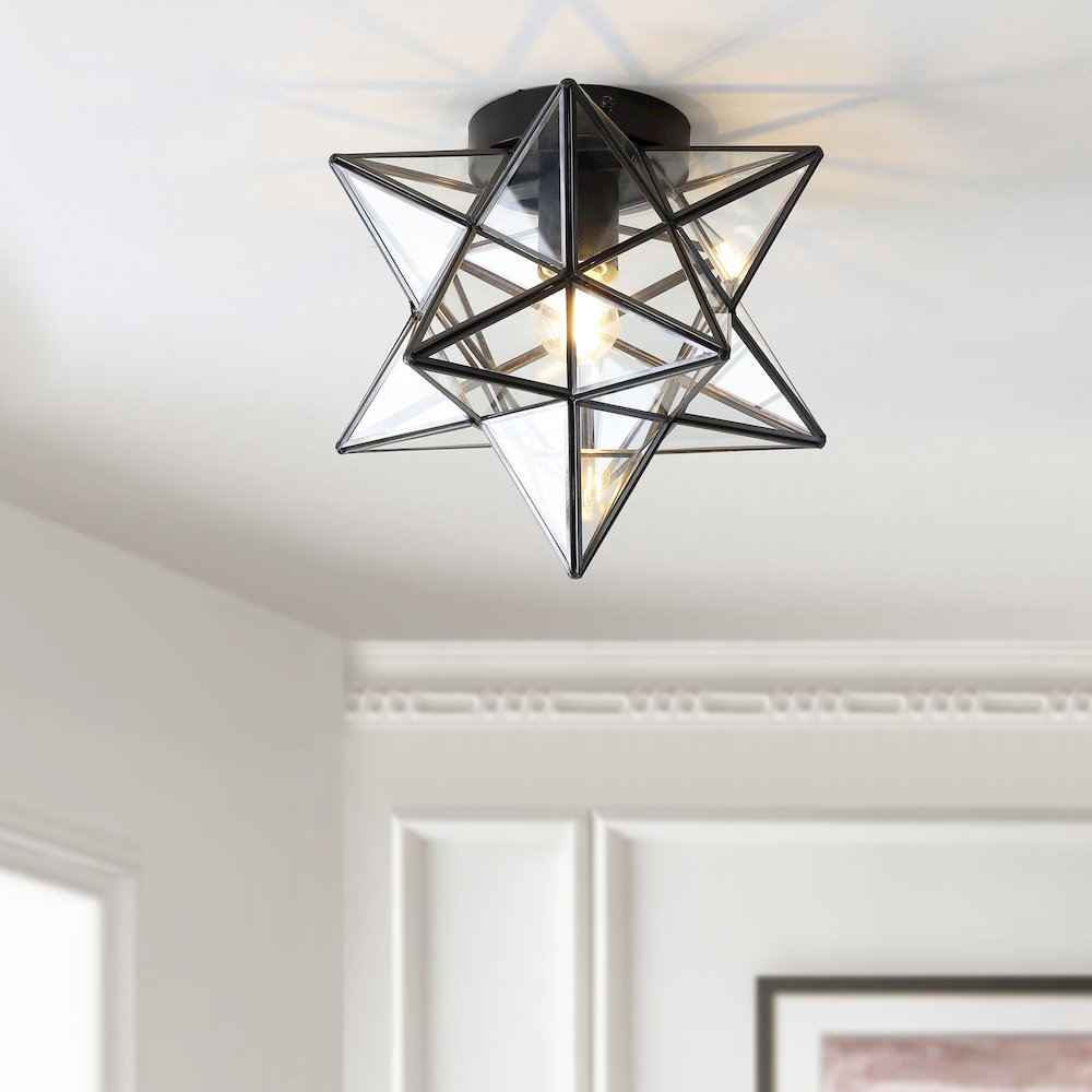 Stella Moravian Star Metal/Clear Glass Led Pendant