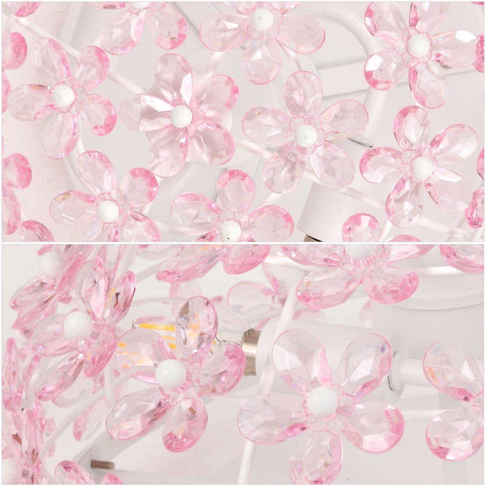 Izzy 2-Light Metal Dome LED Flush Mount with Crystal Flower Accents