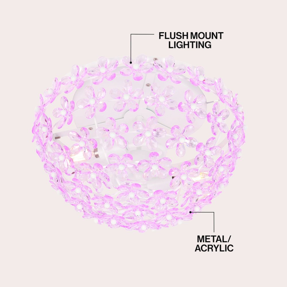Izzy 2-Light Metal Dome LED Flush Mount with Crystal Flower Accents
