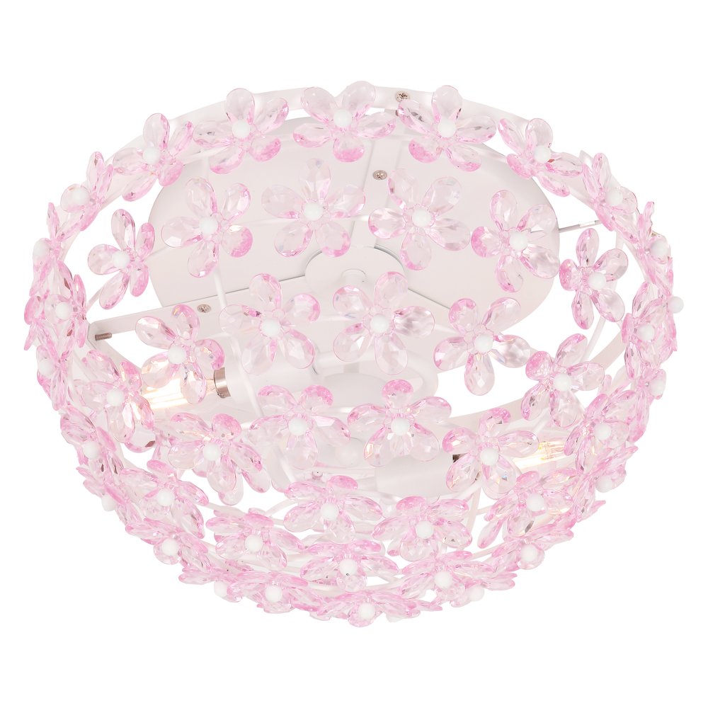Izzy 2-Light Metal Dome LED Flush Mount with Crystal Flower Accents