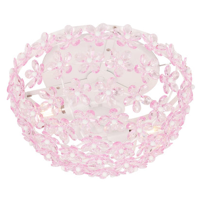 Izzy 2-Light Metal Dome LED Flush Mount with Crystal Flower Accents