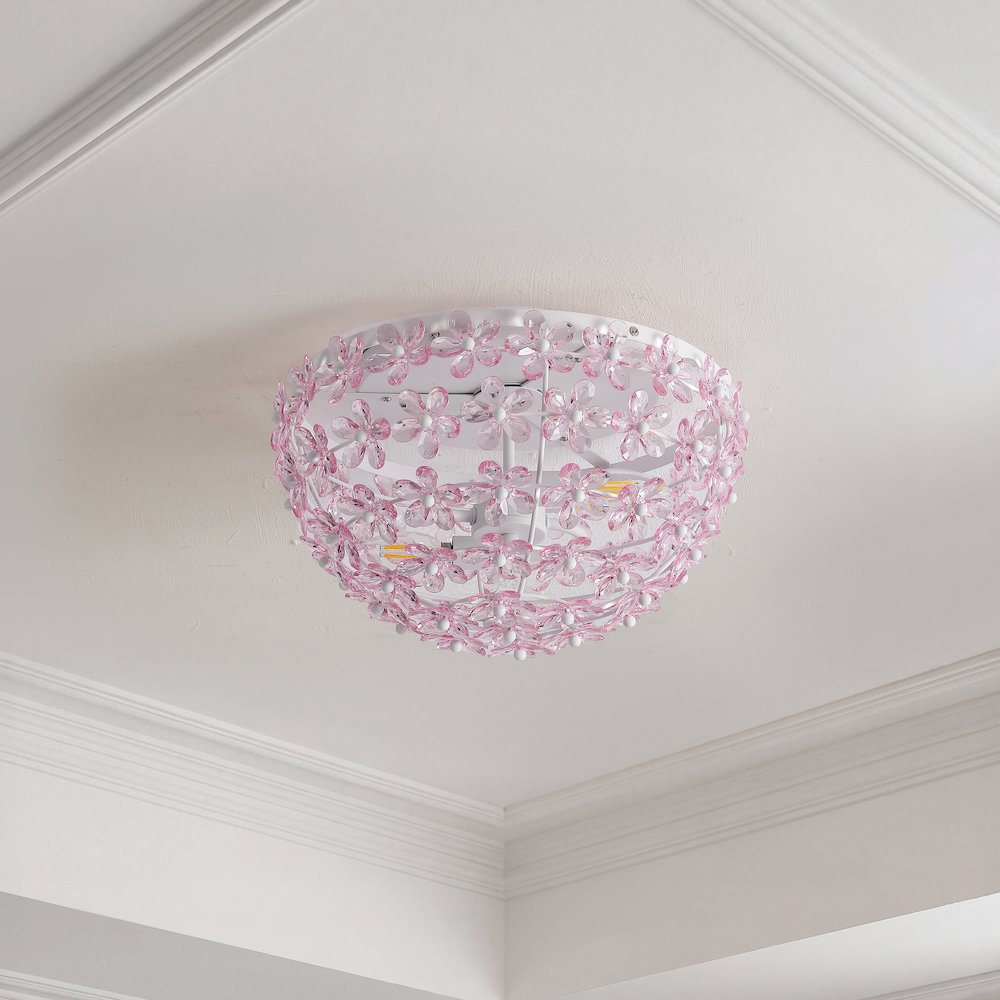 Izzy 2-Light Metal Dome LED Flush Mount with Crystal Flower Accents