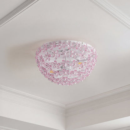 Izzy 2-Light Metal Dome LED Flush Mount with Crystal Flower Accents