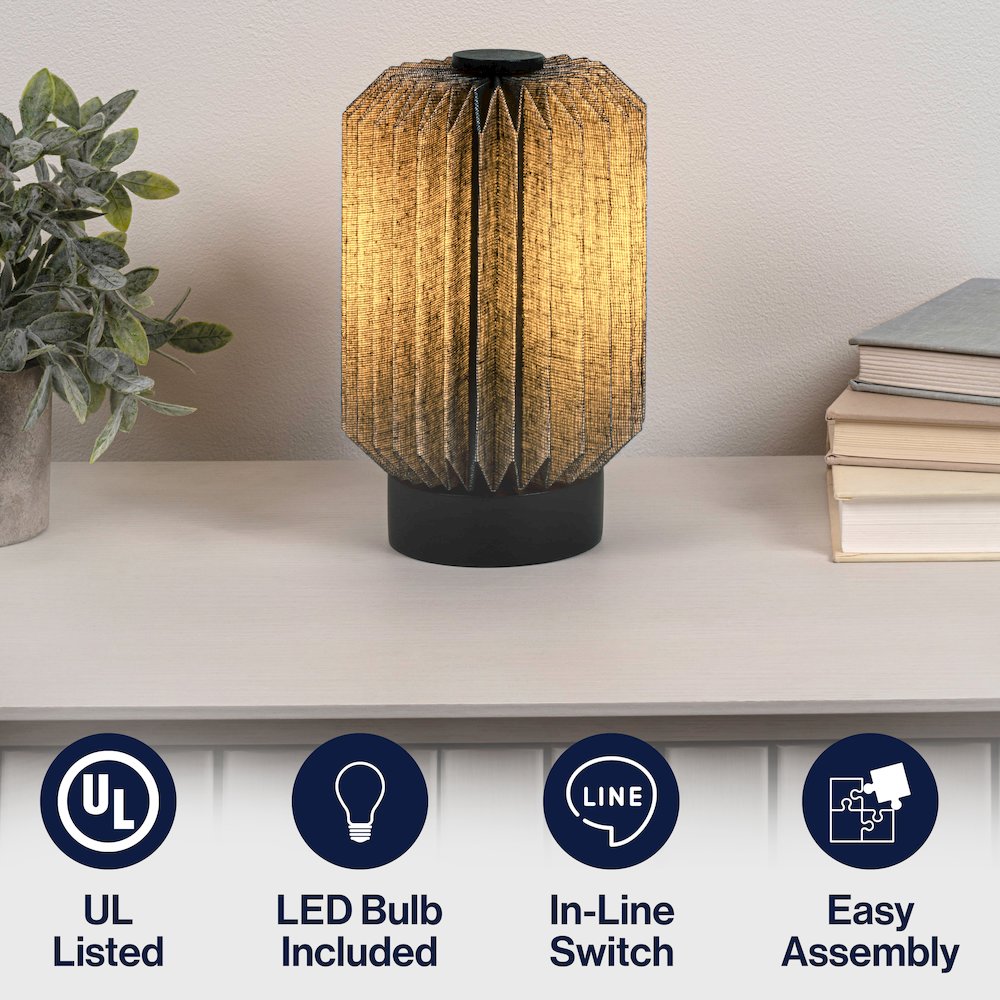 Banks Modern Minimalist Paper Pleated Column Accent LED Table Lamp