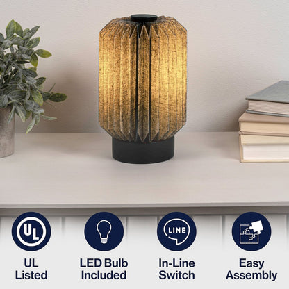 Banks Modern Minimalist Paper Pleated Column Accent LED Table Lamp