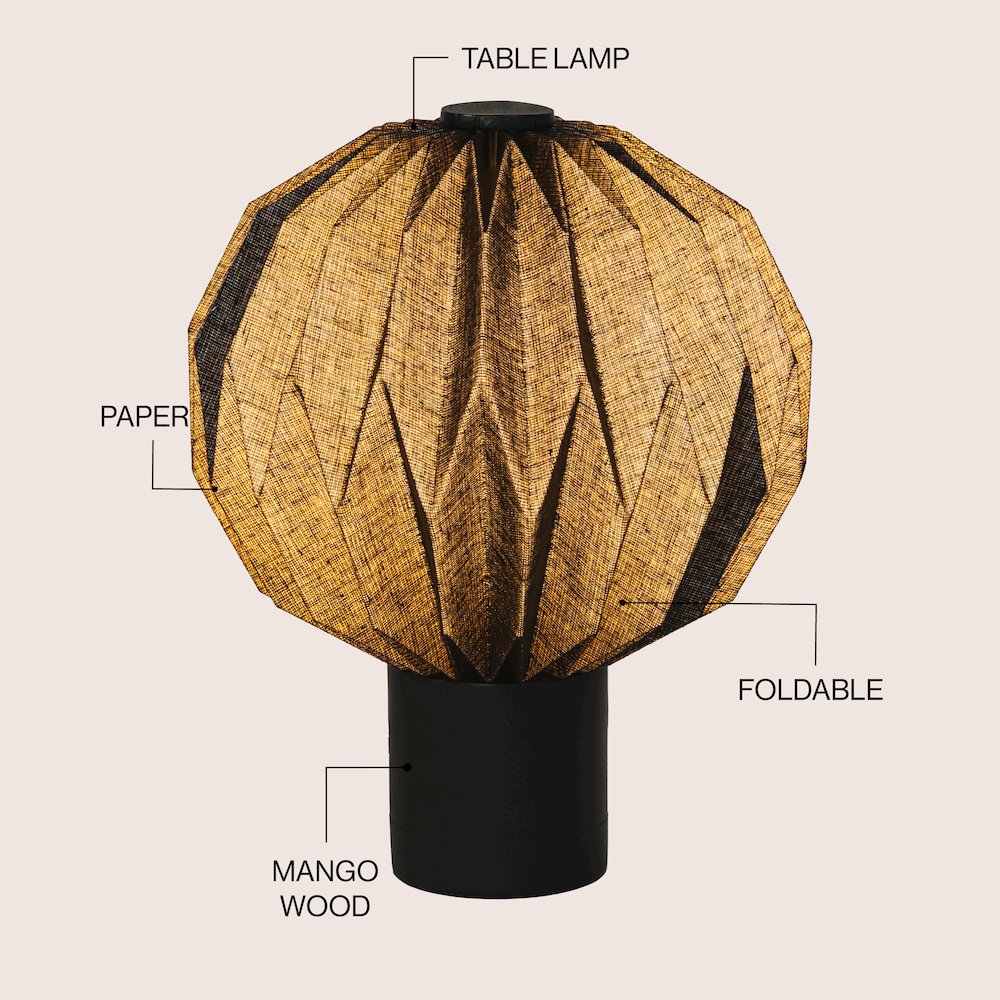 Quincy Modern Minimalist Paper Pleated Orb Accent LED Table Lamp
