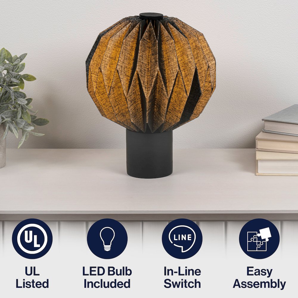 Quincy Modern Minimalist Paper Pleated Orb Accent LED Table Lamp