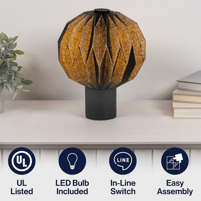 Quincy Modern Minimalist Paper Pleated Orb Accent LED Table Lamp
