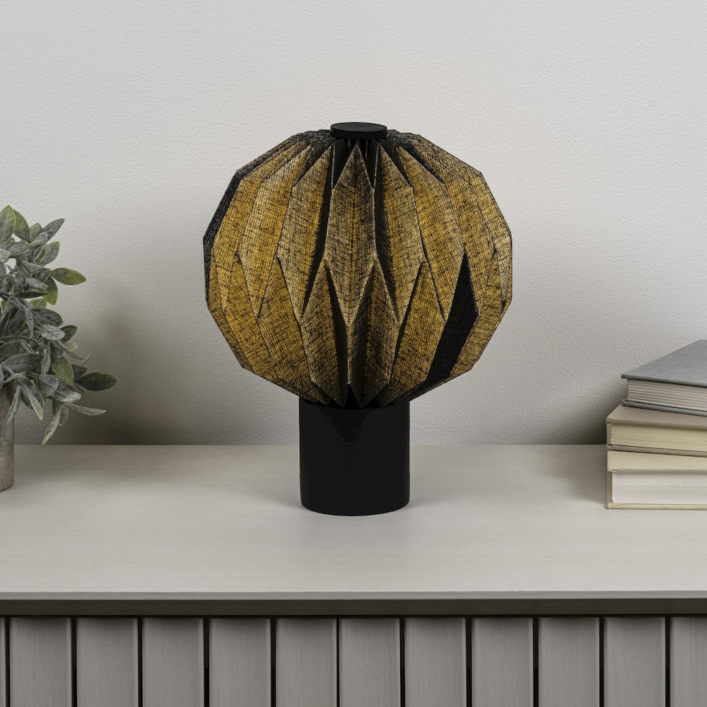 Quincy Modern Minimalist Paper Pleated Orb Accent LED Table Lamp