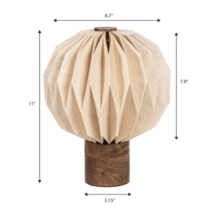 Quincy Modern Minimalist Paper Pleated Orb Accent LED Table Lamp