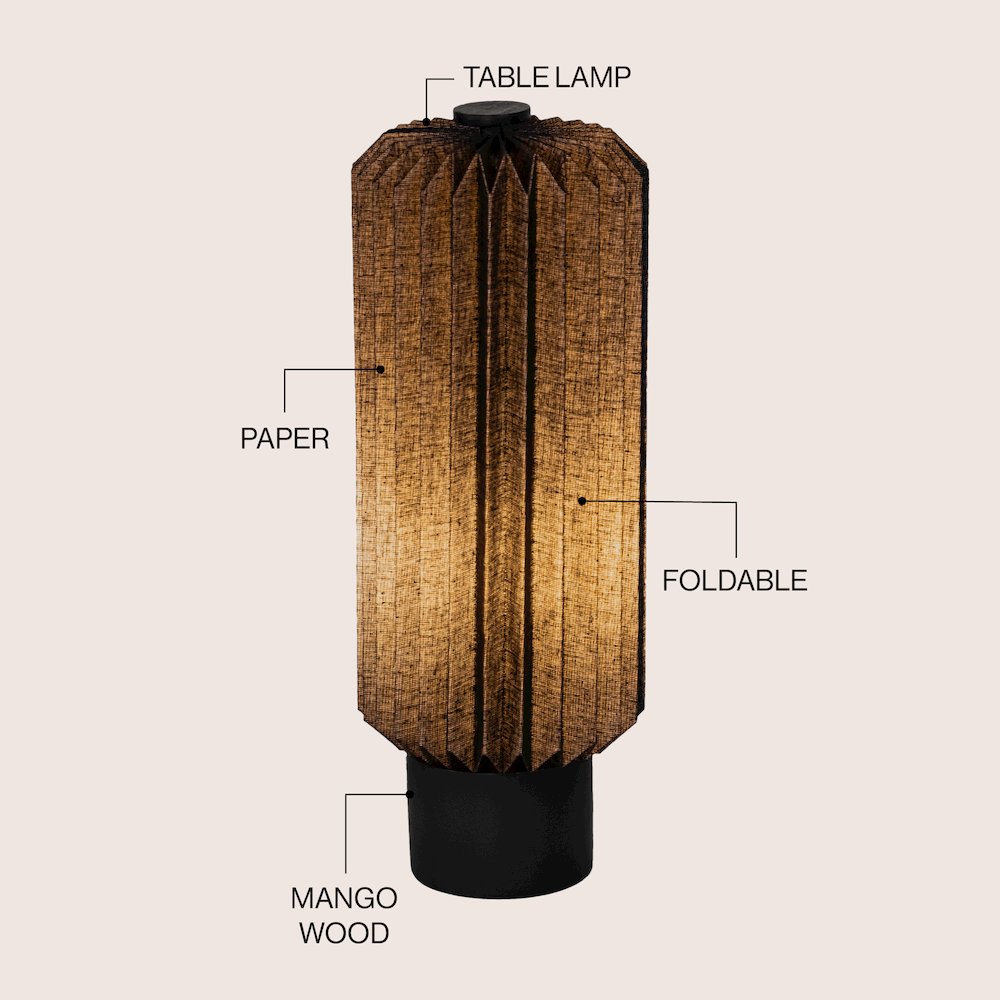 Banks Modern Minimalist Paper Pleated Column Accent LED Table Lamp