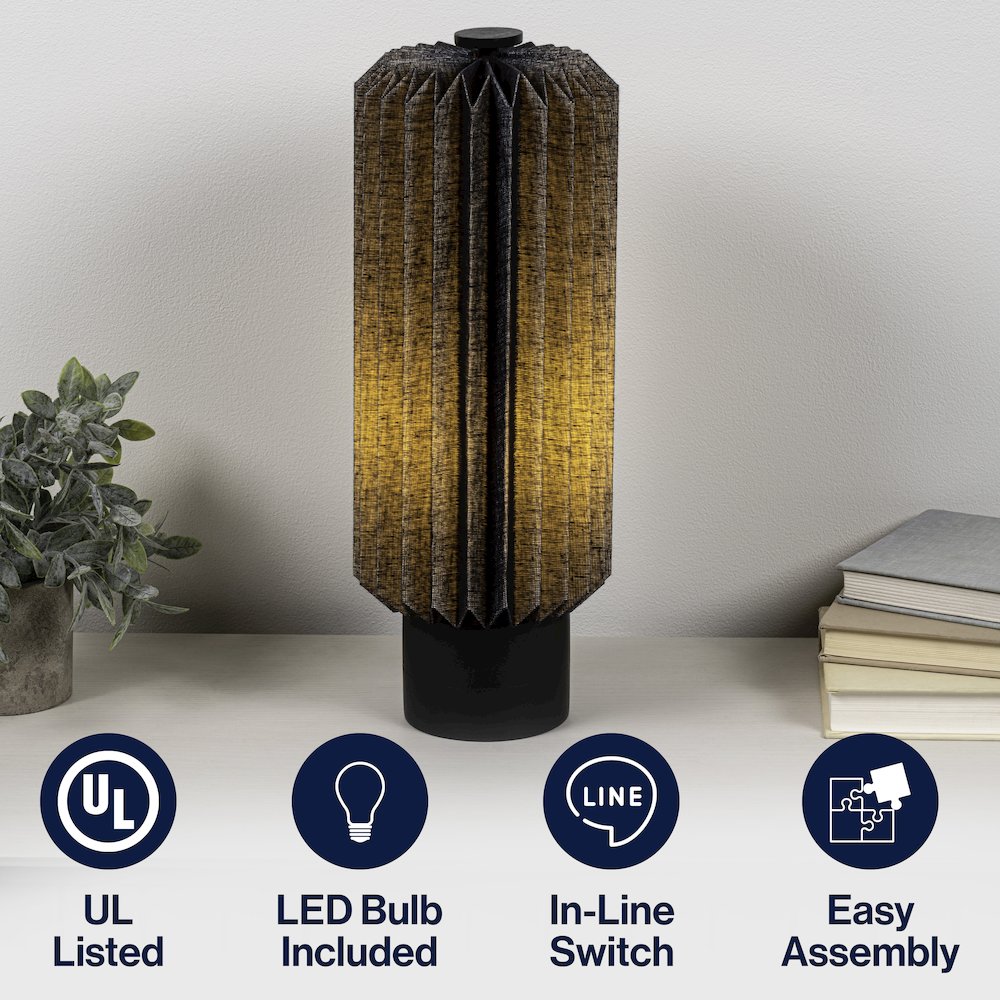 Banks Modern Minimalist Paper Pleated Column Accent LED Table Lamp