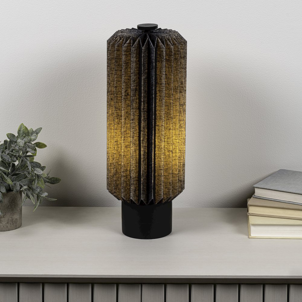 Banks Modern Minimalist Paper Pleated Column Accent LED Table Lamp