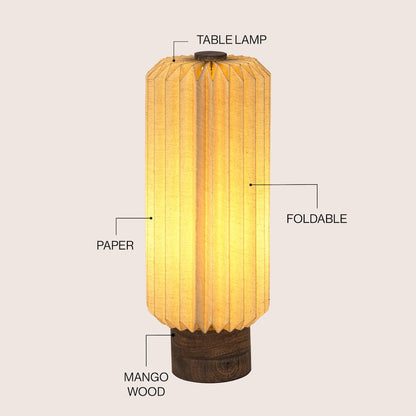 Banks Modern Minimalist Paper Pleated Column Accent LED Table Lamp