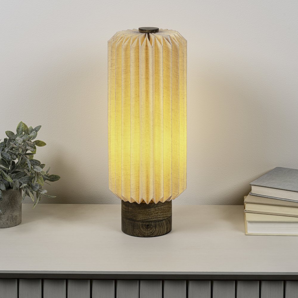 Banks Modern Minimalist Paper Pleated Column Accent LED Table Lamp