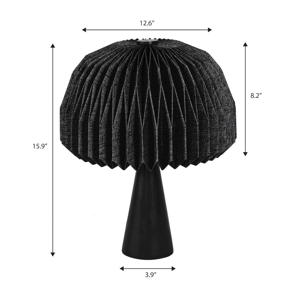 Sylvie Modern Minimalist Paper Pleated Shade Mushroom Accent LED Table Lamp