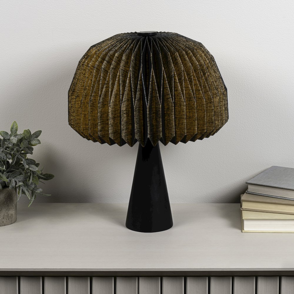 Sylvie Modern Minimalist Paper Pleated Shade Mushroom Accent LED Table Lamp