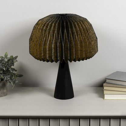Sylvie Modern Minimalist Paper Pleated Shade Mushroom Accent LED Table Lamp