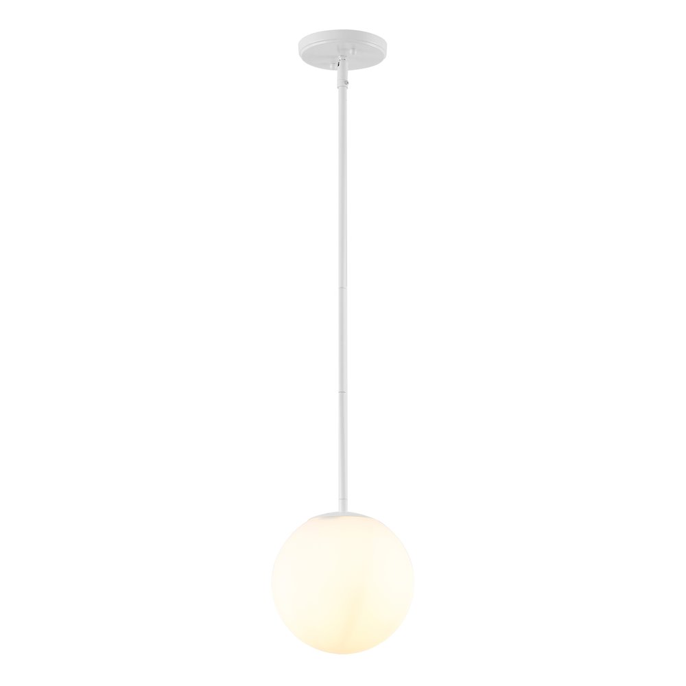 Bleecker 7.75" Metal/Glass Globe LED Pendant, White