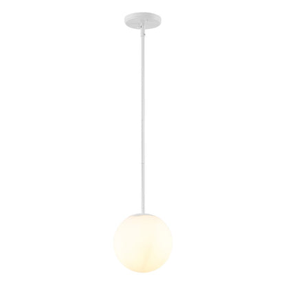 Bleecker 7.75" Metal/Glass Globe LED Pendant, White