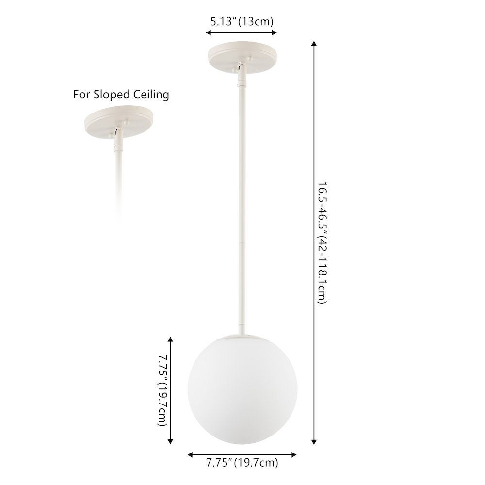 Bleecker 7.75" Metal/Glass Globe LED Pendant, Almond