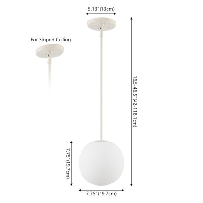 Bleecker 7.75" Metal/Glass Globe LED Pendant, Almond