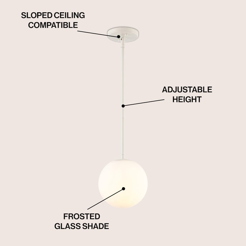 Bleecker 7.75" Metal/Glass Globe LED Pendant, Almond