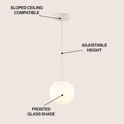 Bleecker 7.75" Metal/Glass Globe LED Pendant, Almond