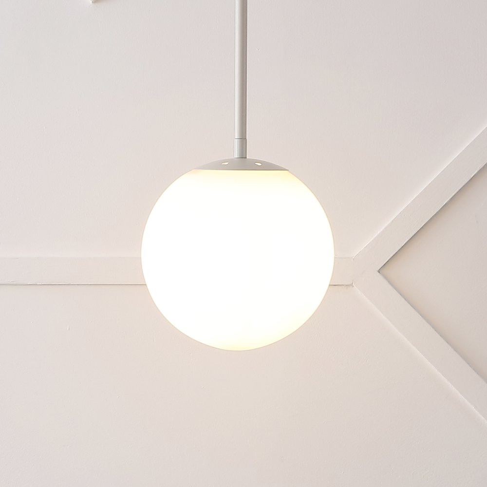Bleecker 7.75" Metal/Glass Globe LED Pendant, Almond