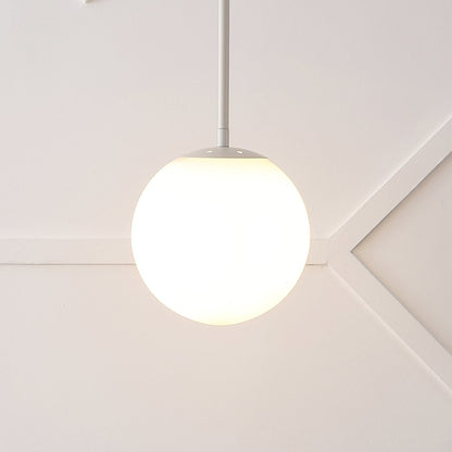 Bleecker 7.75" Metal/Glass Globe LED Pendant, Almond
