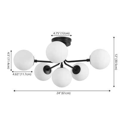 Olivier 6-Light Globe Modern Industrial Iron Bistro LED Semi Flush Mount,
