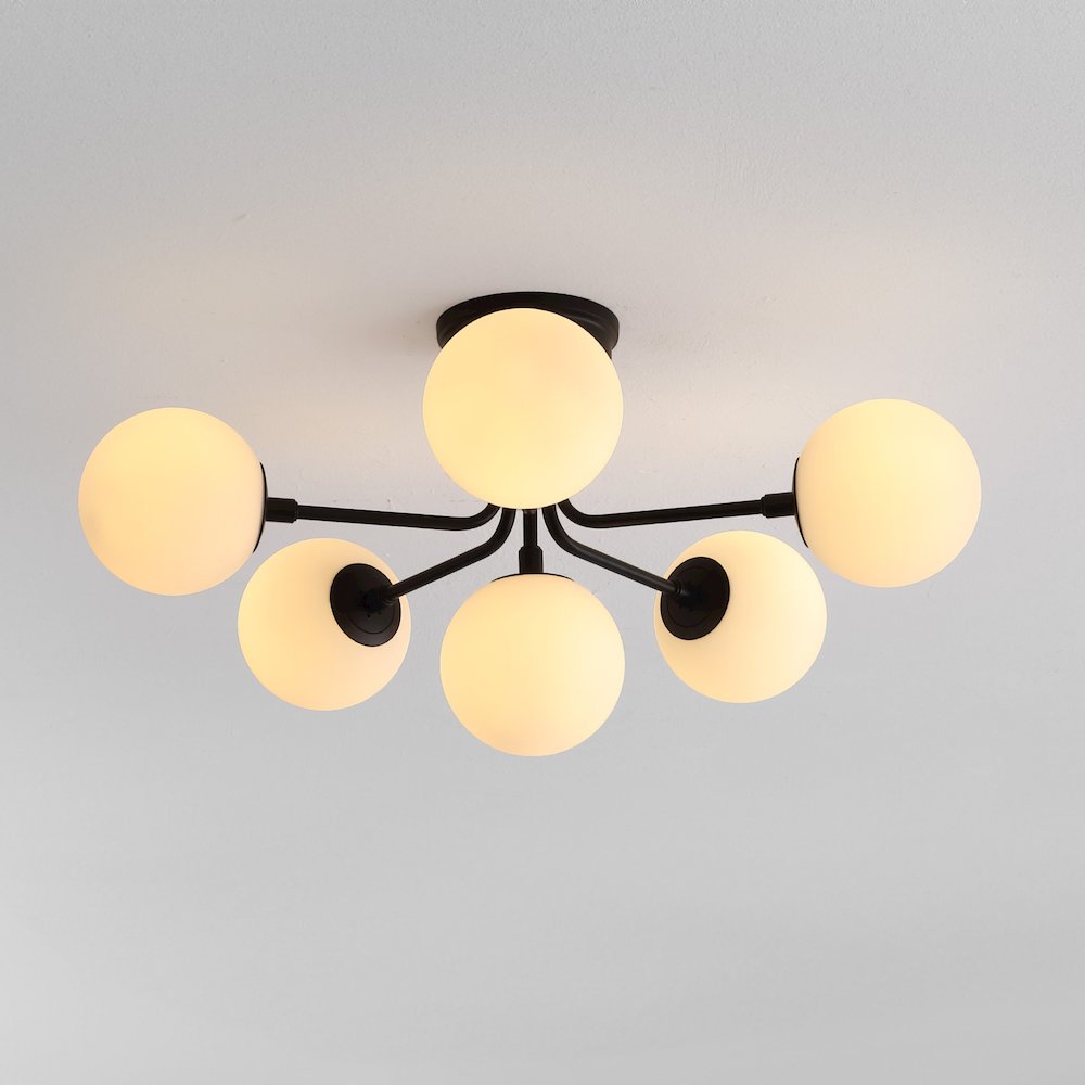 Olivier 6-Light Globe Modern Industrial Iron Bistro LED Semi Flush Mount,