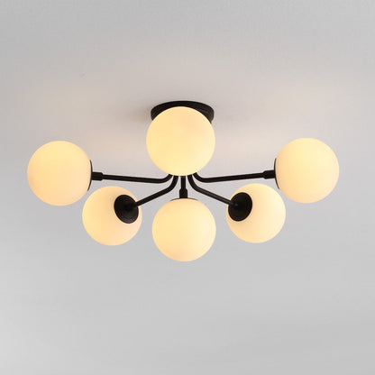 Olivier 6-Light Globe Modern Industrial Iron Bistro LED Semi Flush Mount,