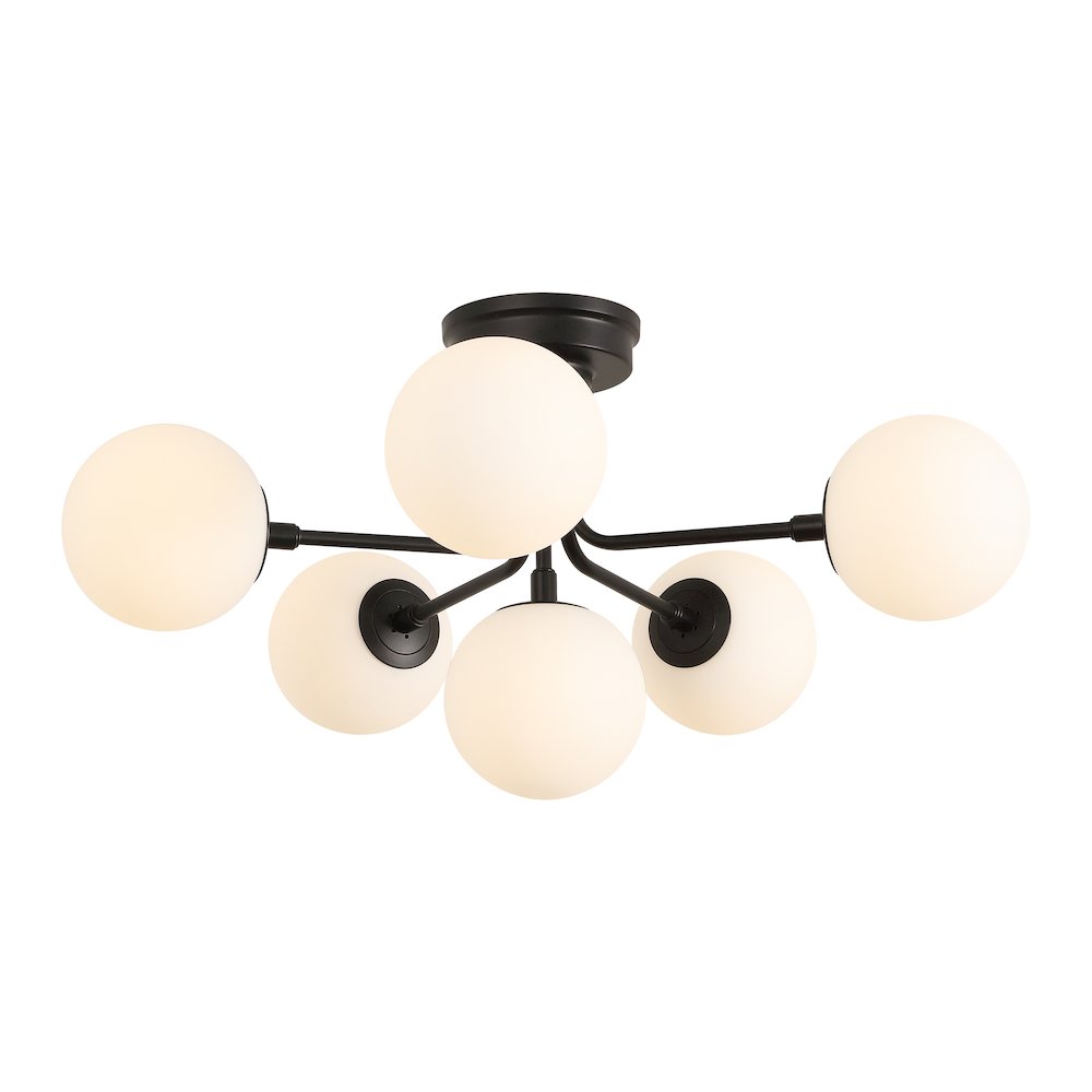 Olivier 6-Light Globe Modern Industrial Iron Bistro LED Semi Flush Mount,