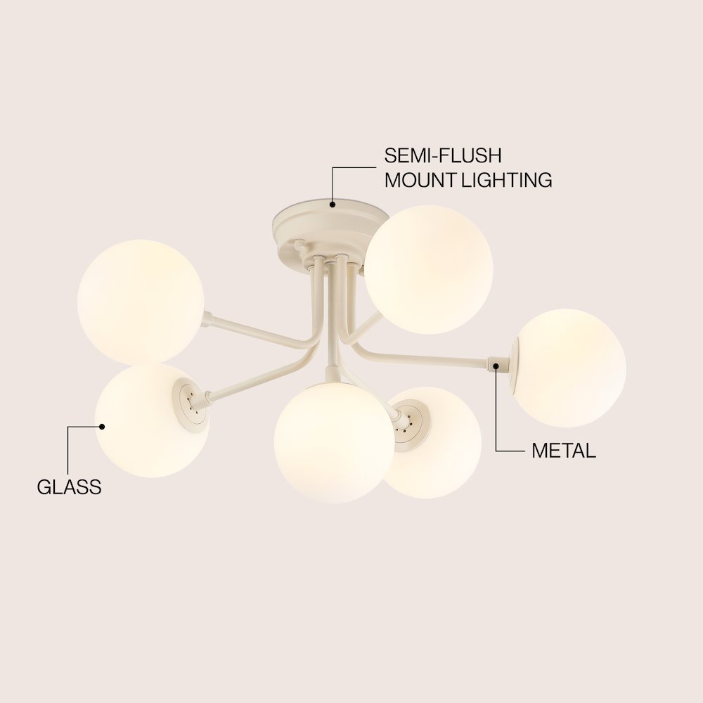Olivier 6-Light Globe Modern Industrial Iron Bistro LED Semi Flush Mount,
