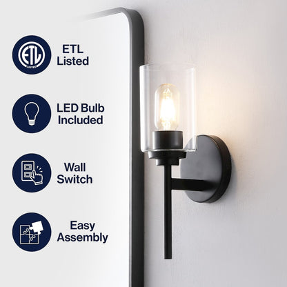 Juno 1-Light Metal/Glass Cylinder LED Sconce