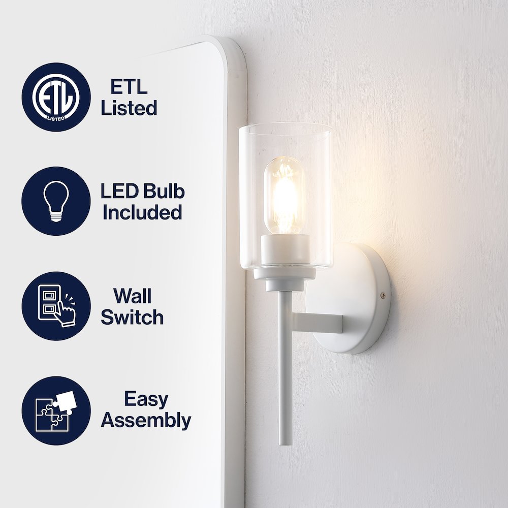 Juno 1-Light Metal/Glass Cylinder LED Sconce