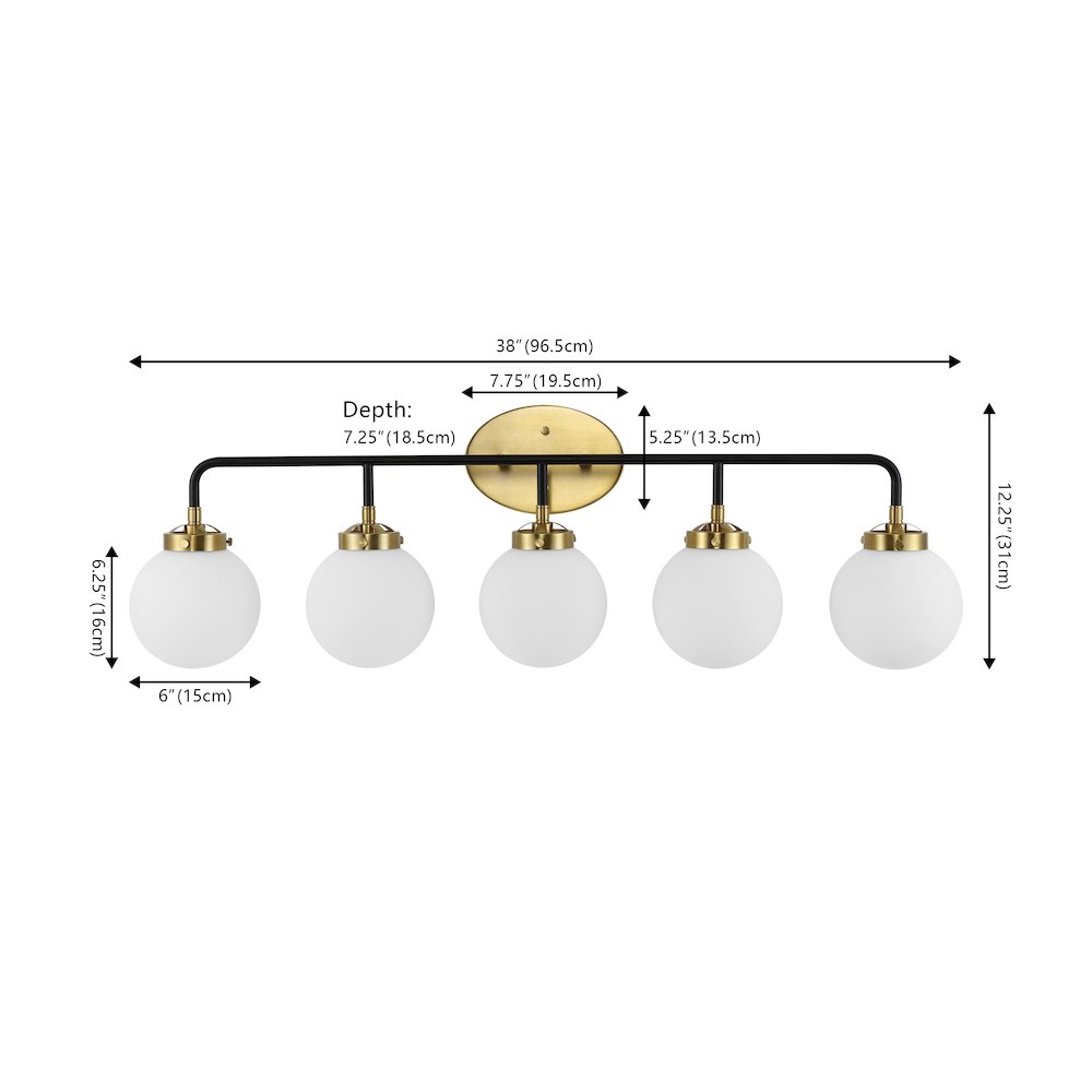 Caleb 5-Light Contemporary Transitional Iron/Glass Led Vanity Light