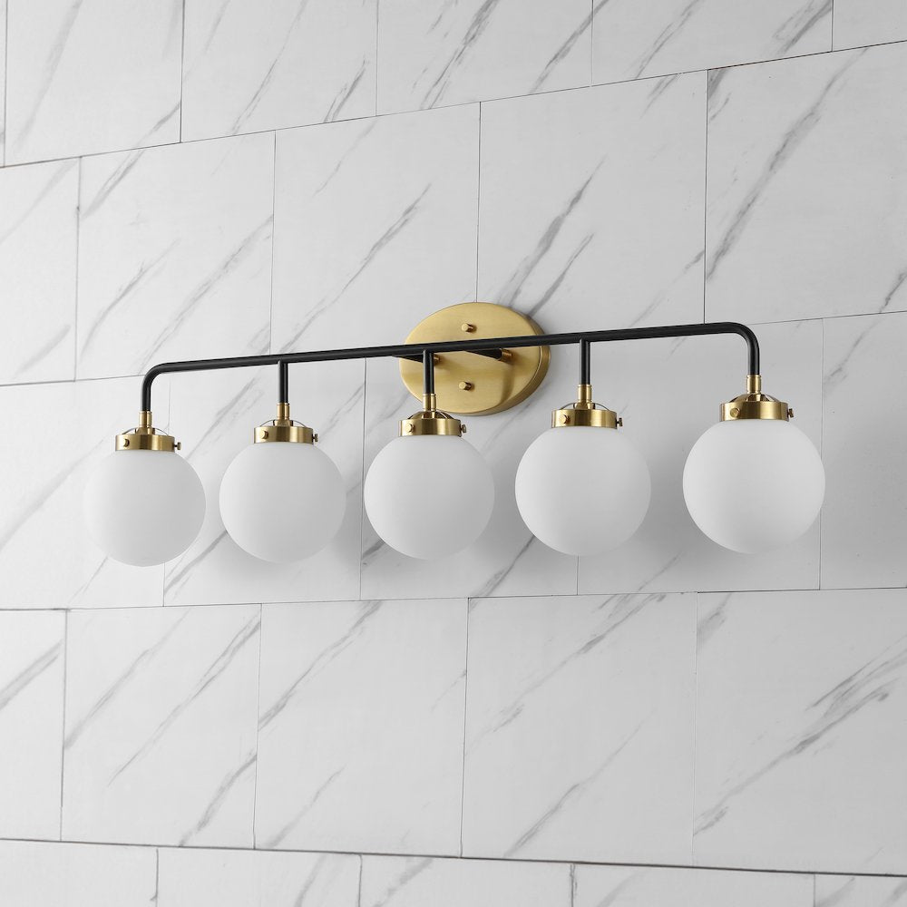 Caleb 5-Light Contemporary Transitional Iron/Glass Led Vanity Light