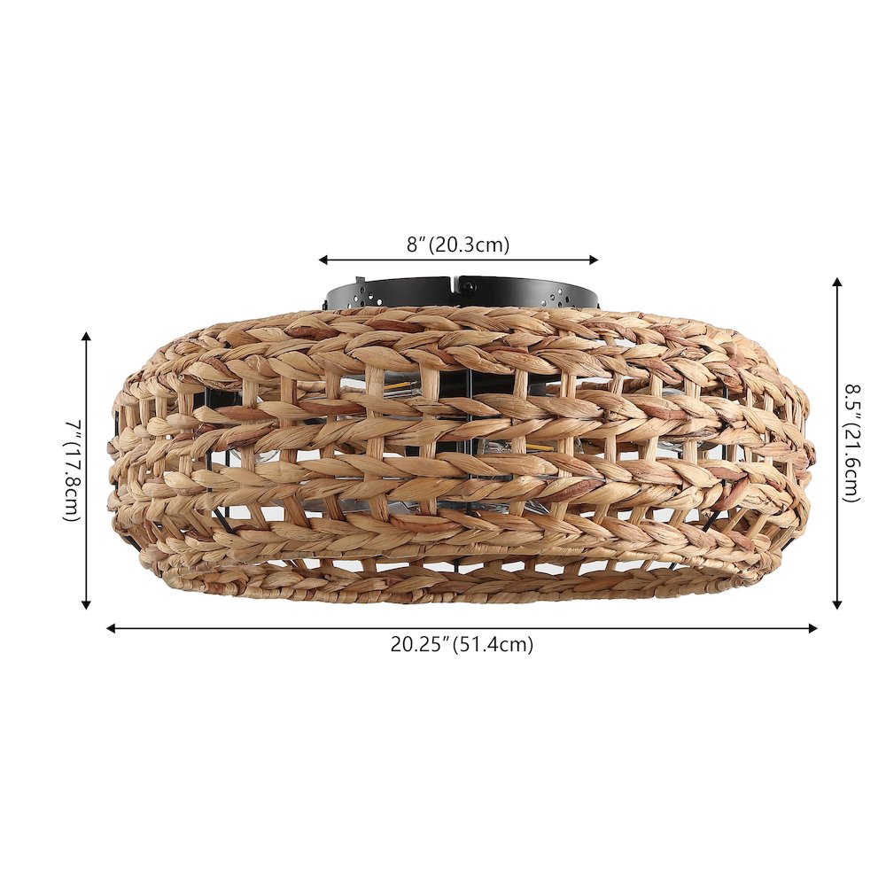 4-Light Coastal Bohemian 6-Speed MetalSeagrass Lantern LED Ceiling Fan