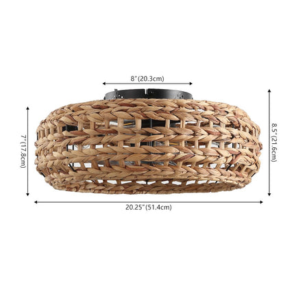 4-Light Coastal Bohemian 6-Speed MetalSeagrass Lantern LED Ceiling Fan