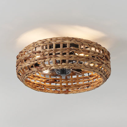 4-Light Coastal Bohemian 6-Speed MetalSeagrass Lantern LED Ceiling Fan