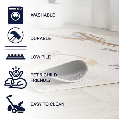 Kingdarr T-Re Modern Kids Machine-Washable Runner Rug