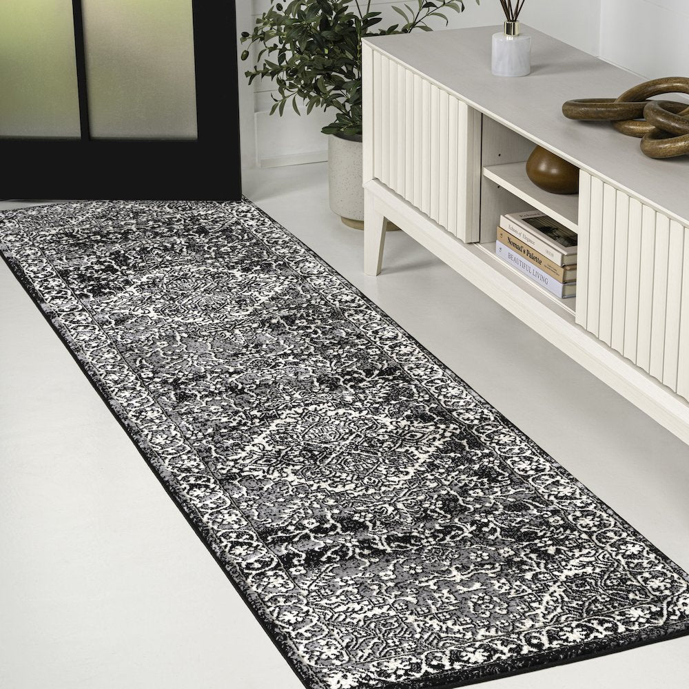 Modern Persian Vintage Medallion Black Area