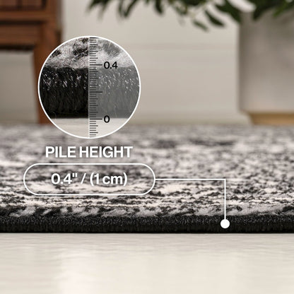 Modern Persian Vintage Medallion Black Area